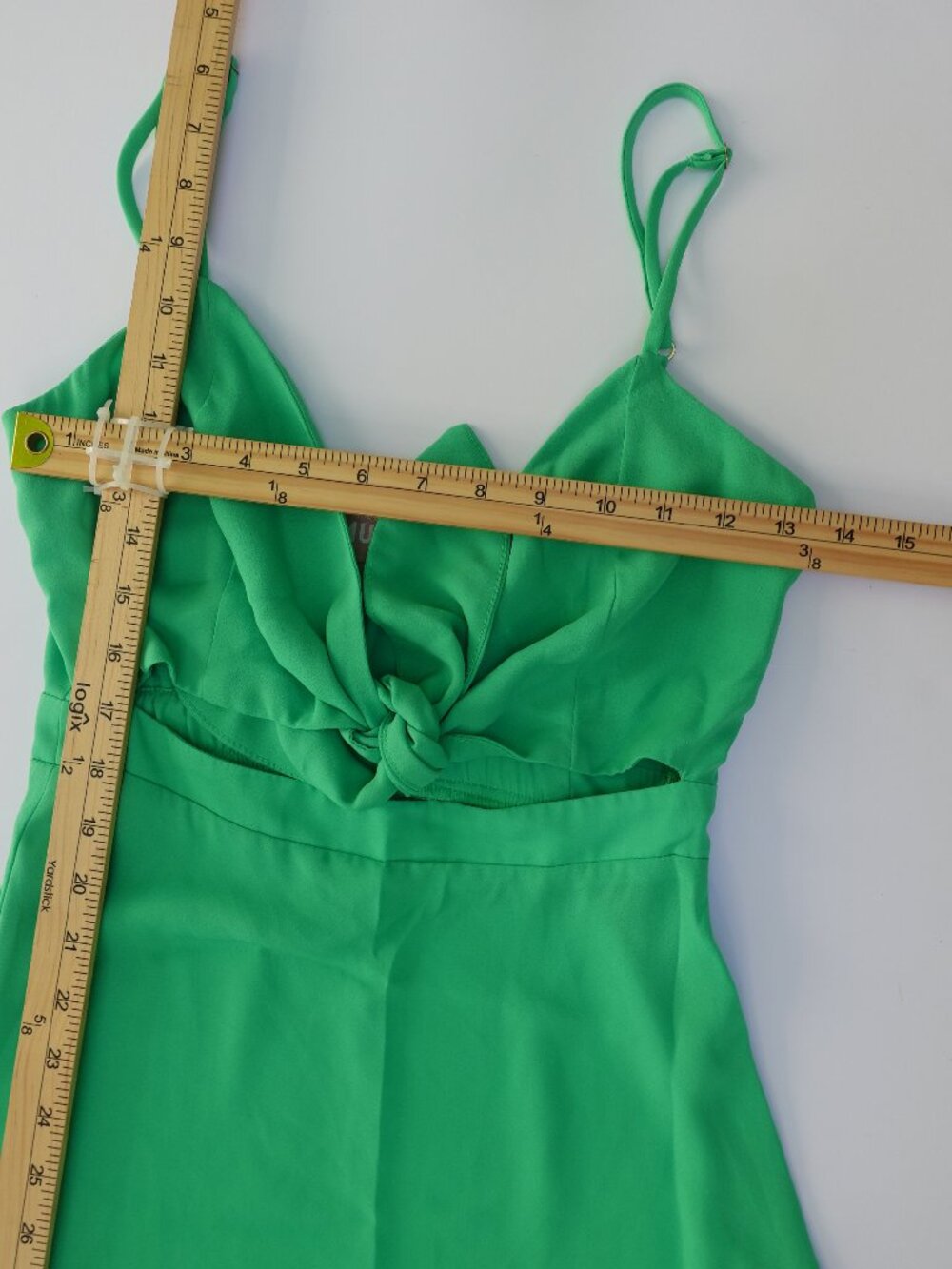 Show Me Your Mumu Moby Green front tie midi Dress spaghetty strap  size XS - Picture 4 of 11